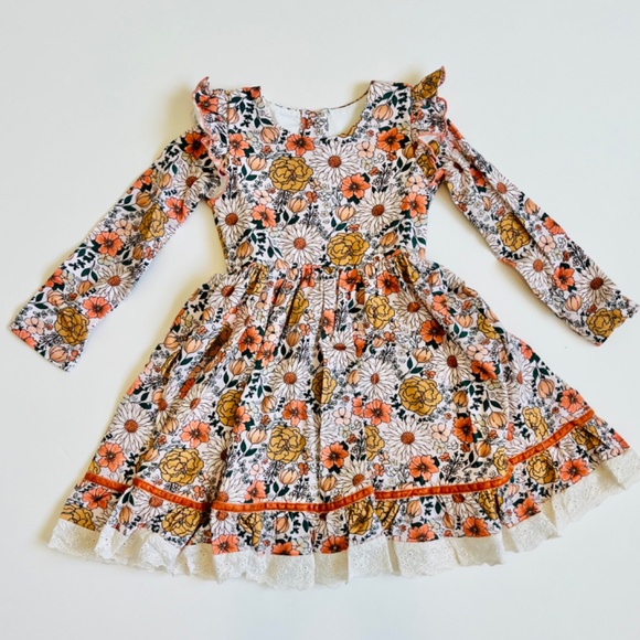 Matilda Wildflowers Fall Florals Dress with Jane Lace Trim NEW NWT Made by Molly - Picture 8 of 11